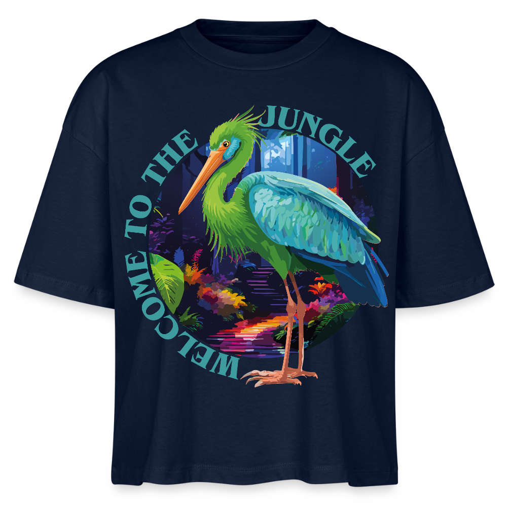 Jungle Design – Frauen Boxy Bio-T-Shirt - Navy