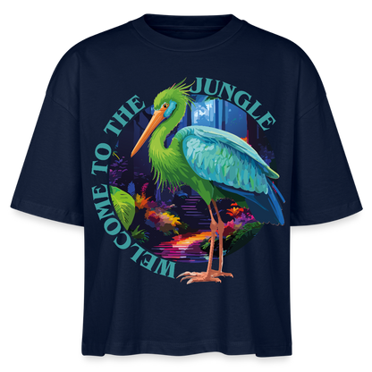 Jungle Design – Frauen Boxy Bio-T-Shirt - Navy
