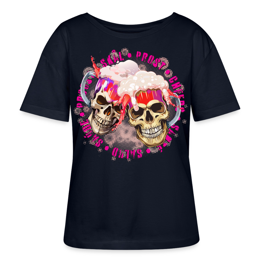 Party Skull Design Pink – Rundhals Frauen Bio-T-Shirt - Navy