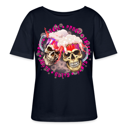 Party Skull Design Pink – Rundhals Frauen Bio-T-Shirt - Navy