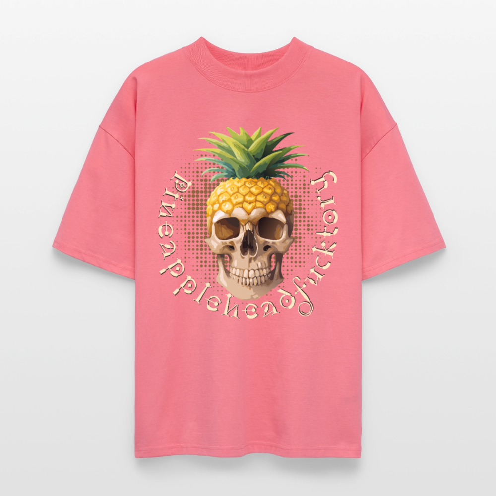 Pineapple Skull Design - Oversized Unisex Bio T-Shirt - Pink 