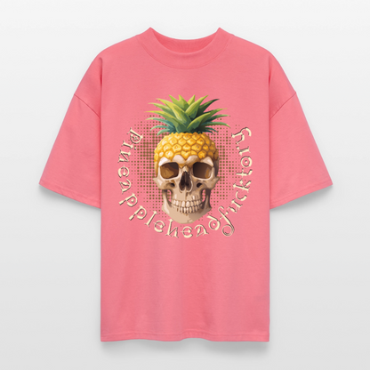Pineapple Skull Design - Oversized Unisex Bio T-Shirt - Pink 