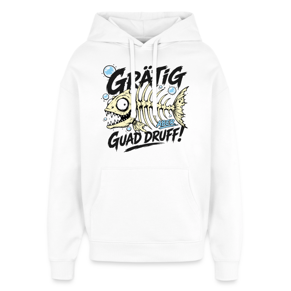 Fischskelett Grätig Design – Oversized Unisex Hoodie - Weiß