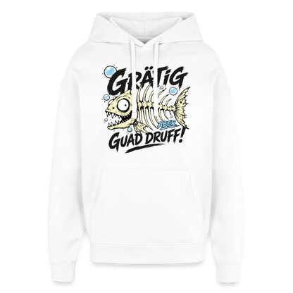 Fischskelett Grätig Design – Oversized Unisex Hoodie - Weiß