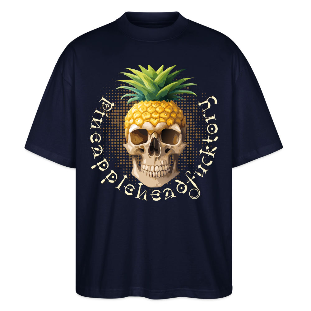 Pineapple Skull Design - Oversized Unisex Bio T-Shirt - Navy