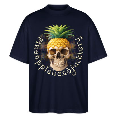 Pineapple Skull Design - Oversized Unisex Bio T-Shirt - Navy