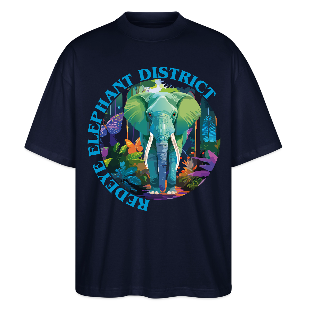 Elephant Design – Oversized Unisex Bio T-Shirt - Navy