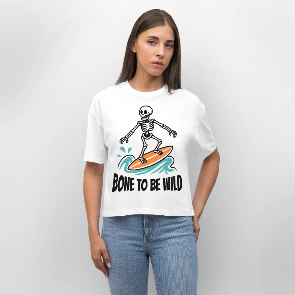 Bone to be Wild Design – Frauen Boxy Bio-T-Shirt - Weiß