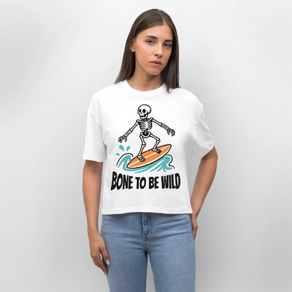 Bone to be Wild Design – Frauen Boxy Bio-T-Shirt - Weiß