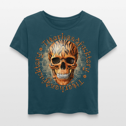 Tiger Skull Design – Rundhals Frauen Bio-T-Shirt - Dunkles Petrol