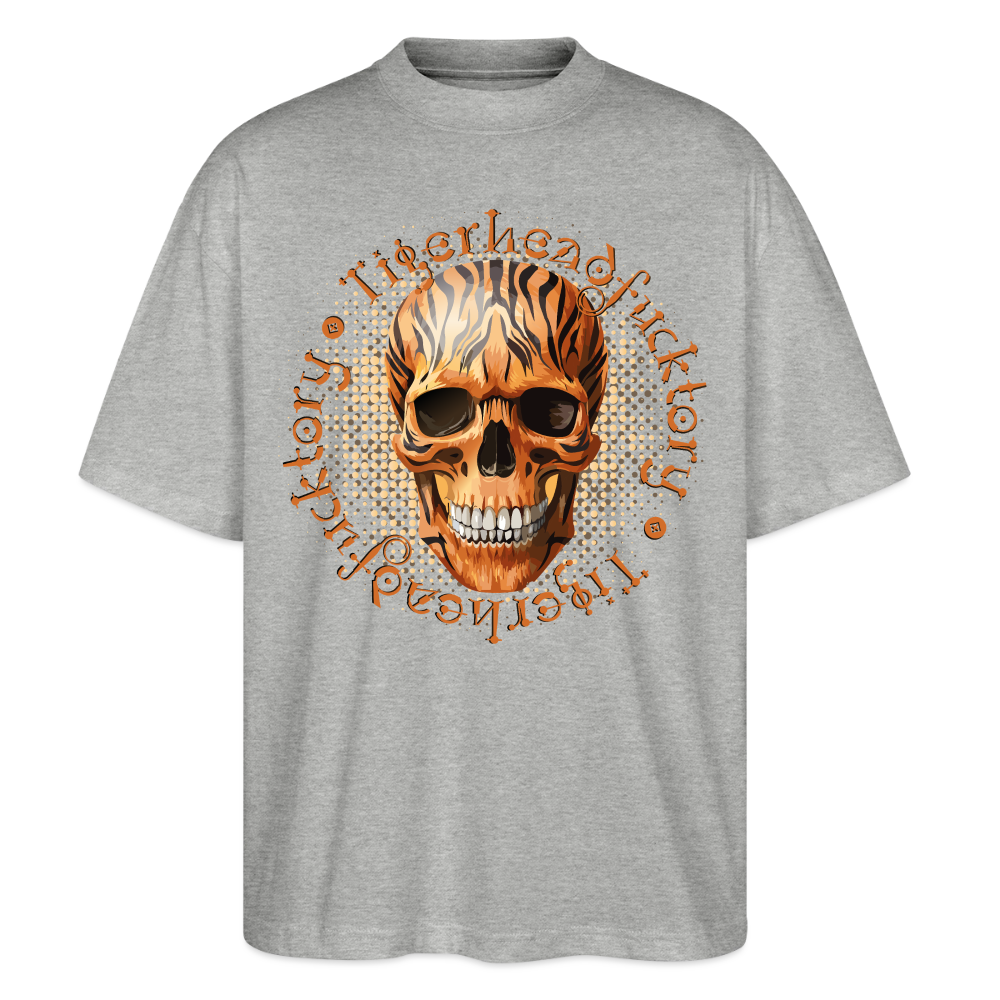 Tiger Skull Design – Oversized Unisex Bio T-Shirt - Grau meliert