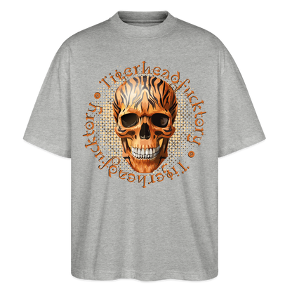 Tiger Skull Design – Oversized Unisex Bio T-Shirt - Grau meliert