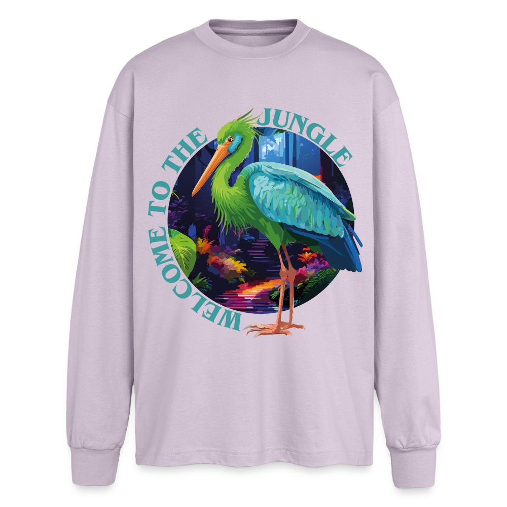 Jungle Design – Oversized Langarmshirt - verblasstes Lila