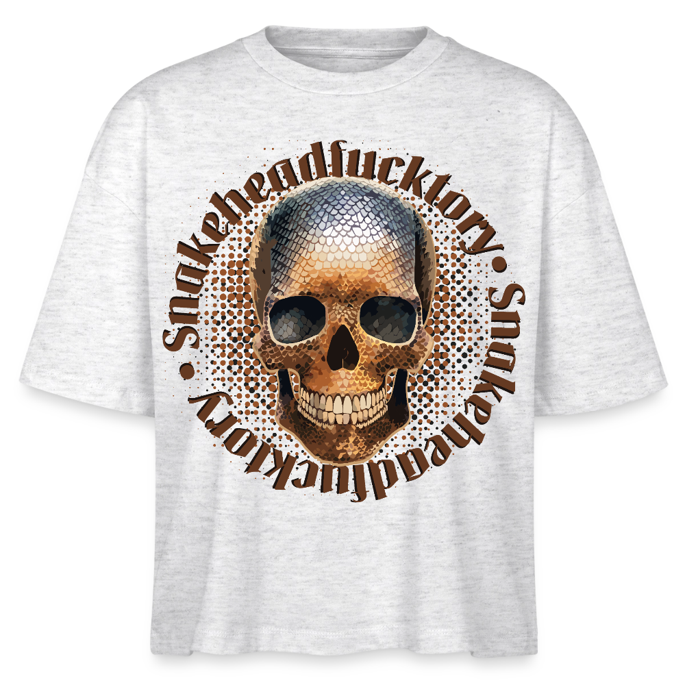 Snake Skull Design – Frauen Boxy Bio-T-Shirt - Weiß meliert