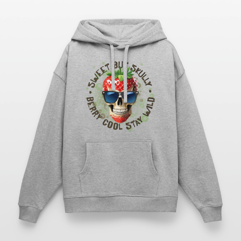 Strawberry Skull Design – Oversized Unisex Hoodie - Grau meliert
