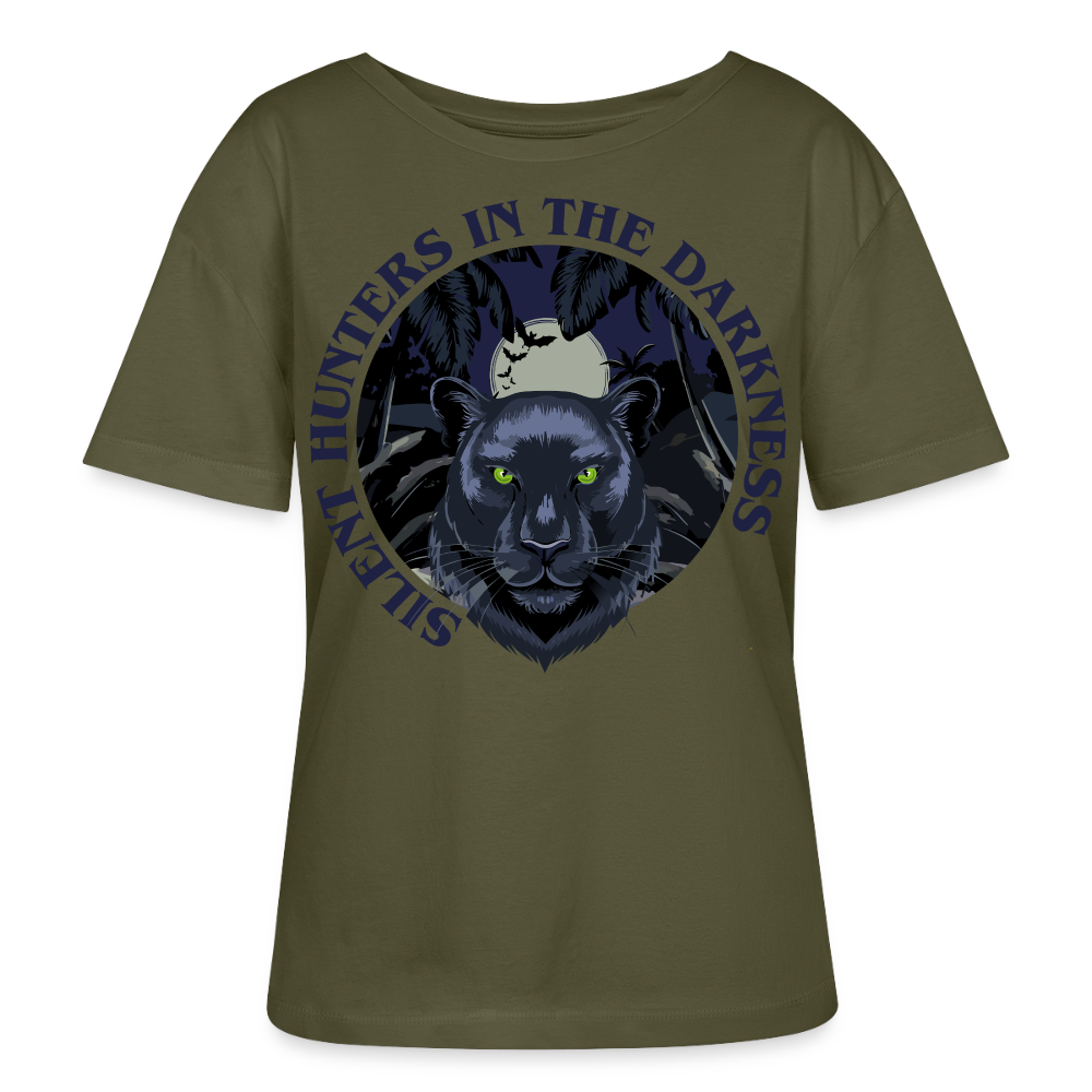 Silent Hunter Design – Rundhals Frauen Bio-T-Shirt - Khaki