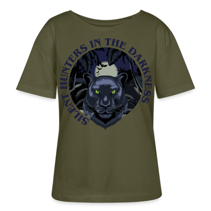 Silent Hunter Design – Rundhals Frauen Bio-T-Shirt - Khaki