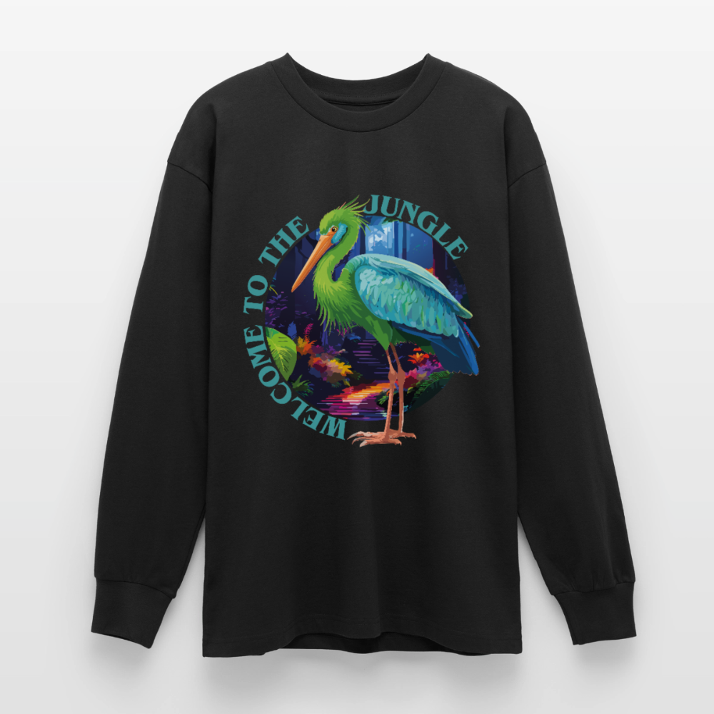 Jungle Design – Oversized Langarmshirt - Schwarz