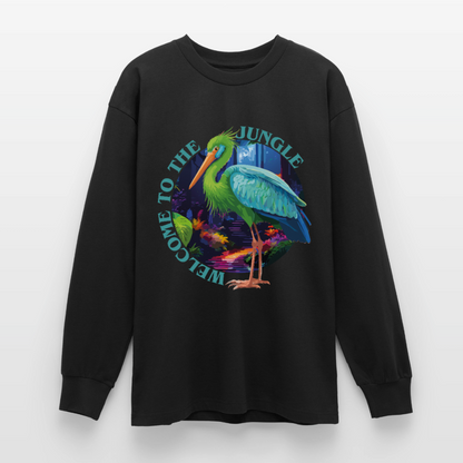 Jungle Design – Oversized Langarmshirt - Schwarz