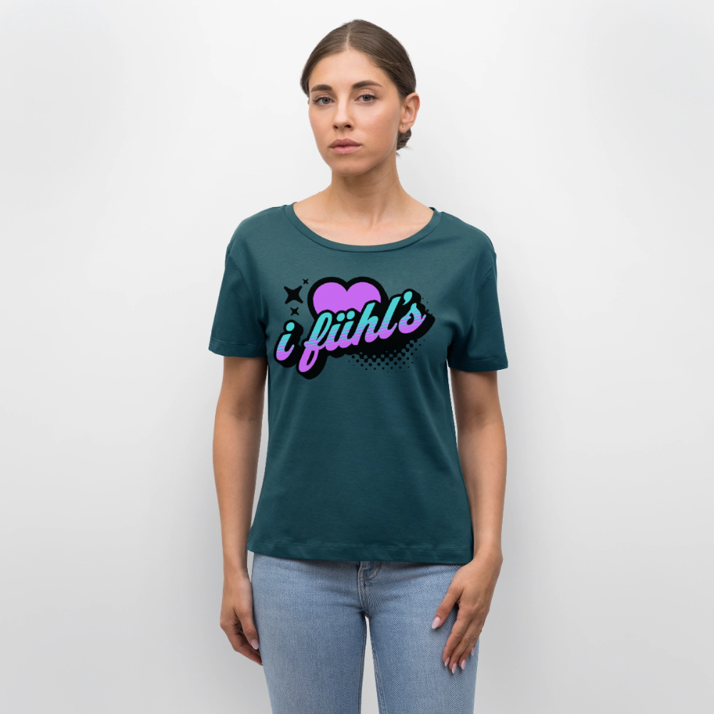 i fühl‘s Design – Rundhals Frauen Bio-T-Shirt - Dunkles Petrol