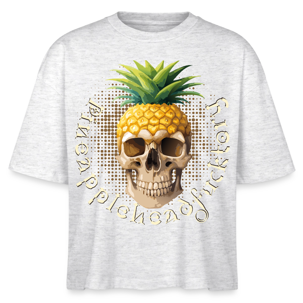 Pineapple Skull Design - Frauen Boxy Bio-T-Shirt - Weiß meliert