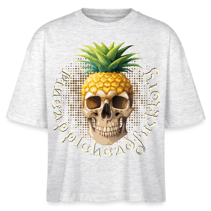 Pineapple Skull Design - Frauen Boxy Bio-T-Shirt - Weiß meliert