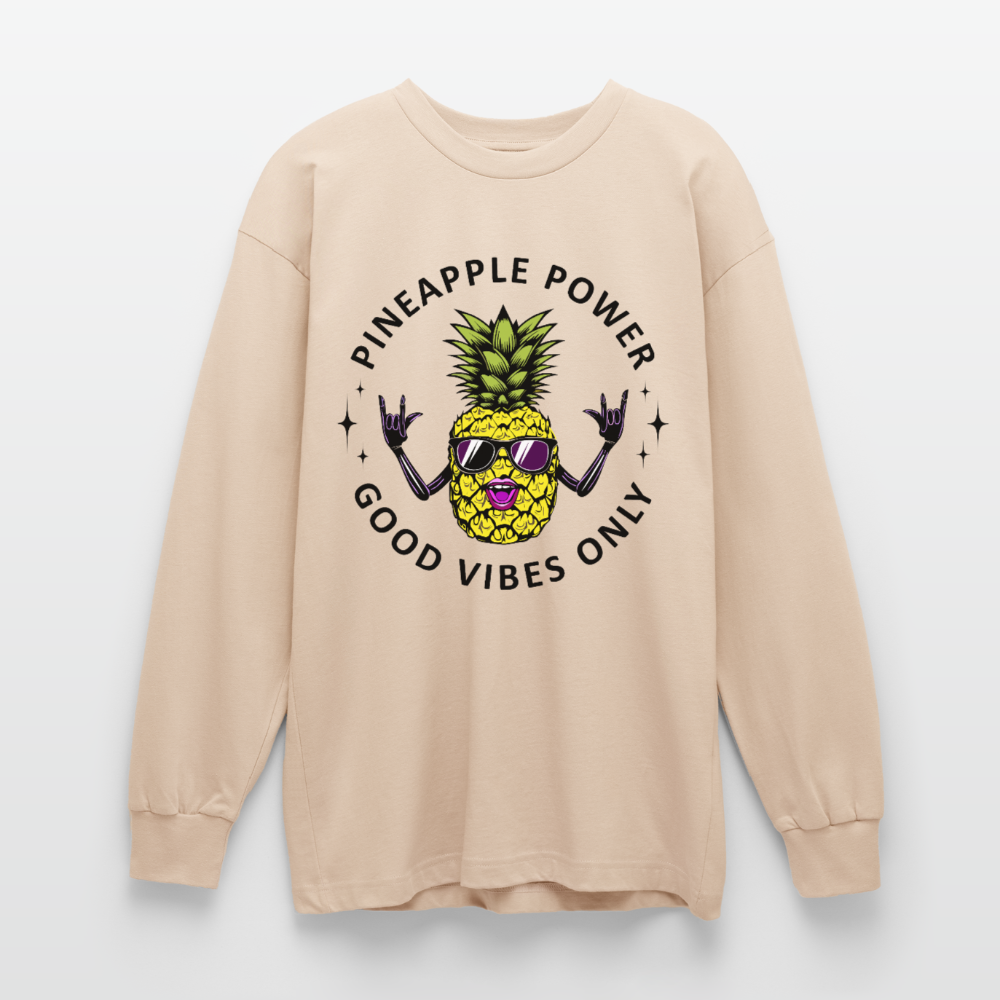 Pineapple Power Design – Oversized Langarmshirt - Sand