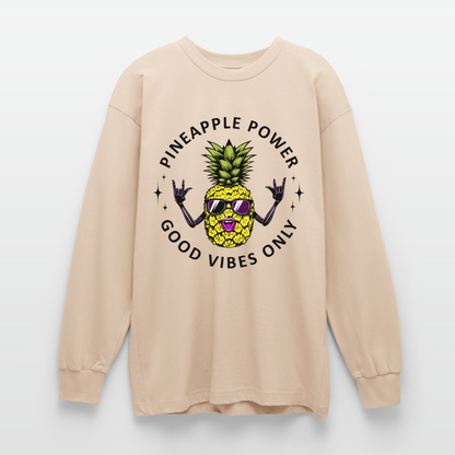 Pineapple Power Design – Oversized Langarmshirt - Sand