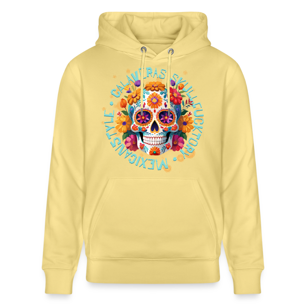 Sugar Skull Blumen Design – Unisex Bio-Hoodie - Gelb Viva 