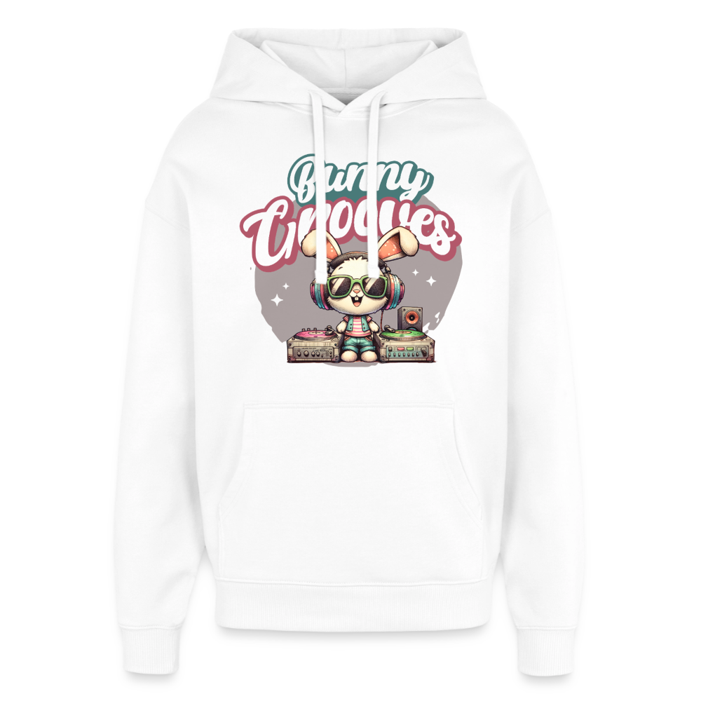 Bunny Grooves Design – Oversized Unisex Hoodie - Weiß