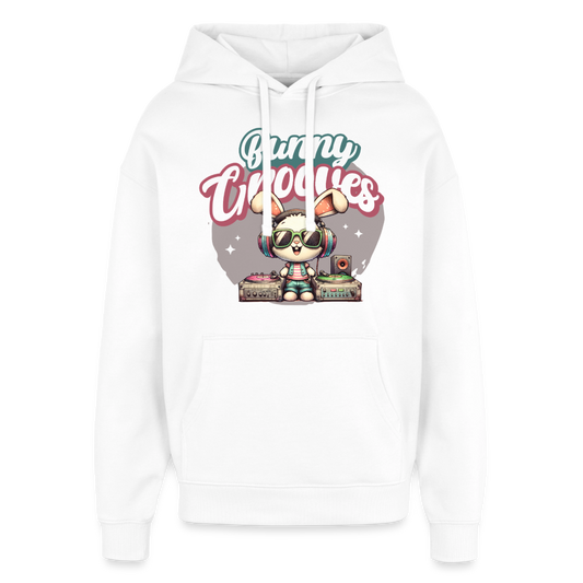 Bunny Grooves Design – Oversized Unisex Hoodie - Weiß