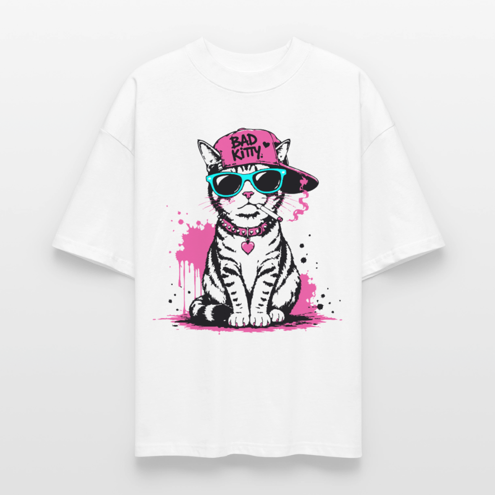 Bad Kitty Design – Oversized Unisex Bio T-Shirt - Weiß