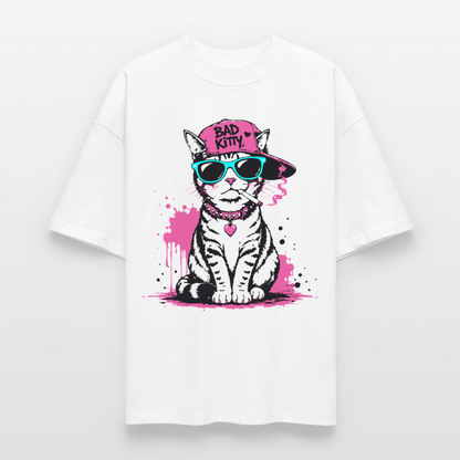 Bad Kitty Design – Oversized Unisex Bio T-Shirt - Weiß
