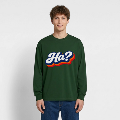 Ha? Design – Oversized Langarmshirt - Flaschengrün