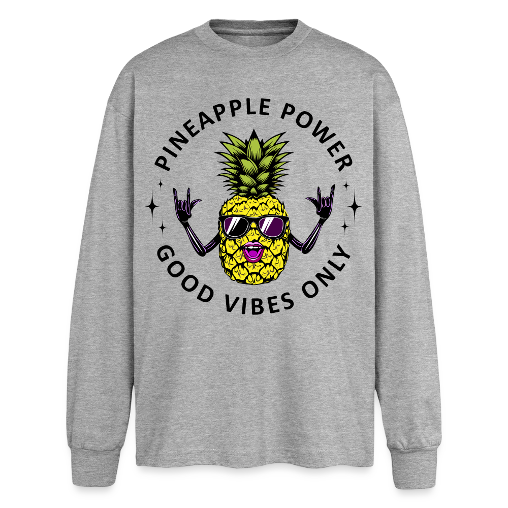 Pineapple Power Design – Oversized Langarmshirt - Grau meliert