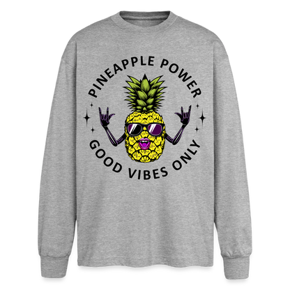Pineapple Power Design – Oversized Langarmshirt - Grau meliert