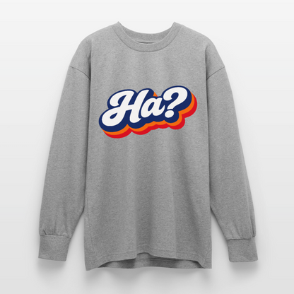 Ha? Design – Oversized Langarmshirt - Grau meliert