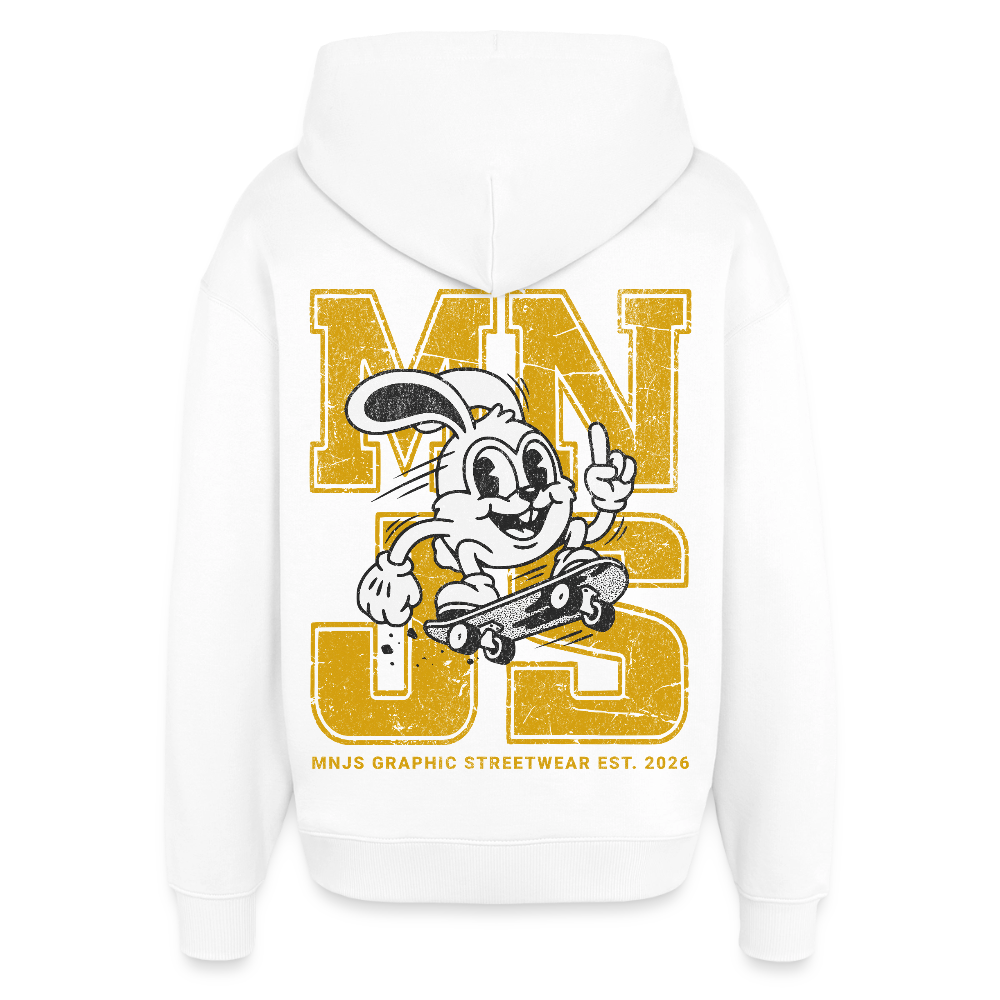 Skate Bunny Design – Oversized Unisex Hoodie - Weiß