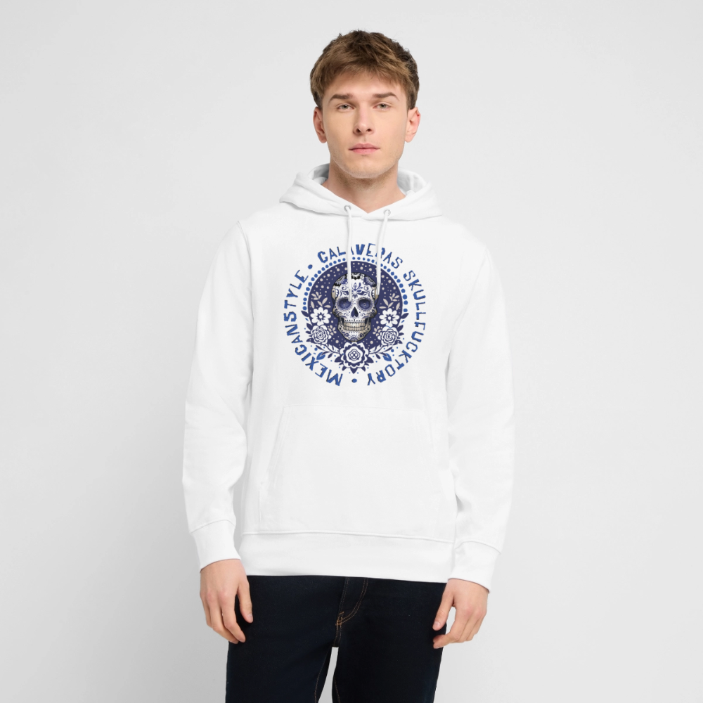 Sugar Skull Blau Design – Unisex Bio-Hoodie - Weiß