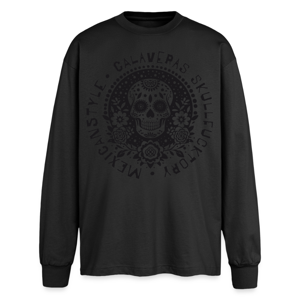 Sugar Skull Black Design - Oversized Langarmshirt - Schwarz