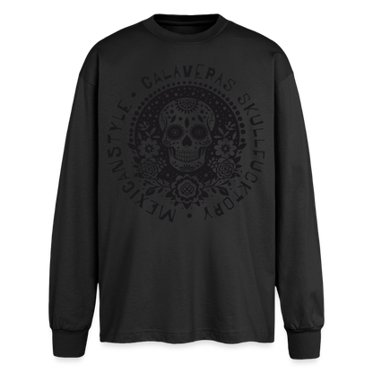 Sugar Skull Black Design - Oversized Langarmshirt - Schwarz