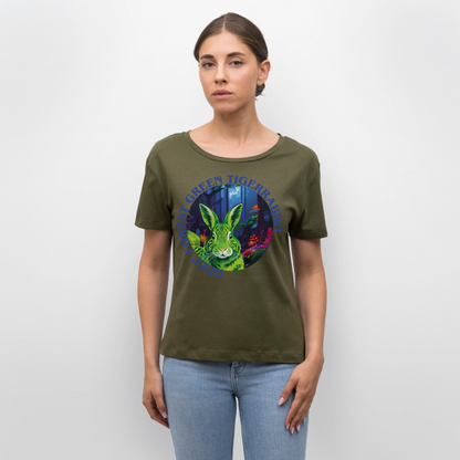 Tiger Rabbit Design – Rundhals Frauen Bio-T-Shirt - Khaki