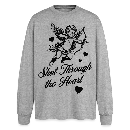 Amor Design – Oversized Langarmshirt - Grau meliert