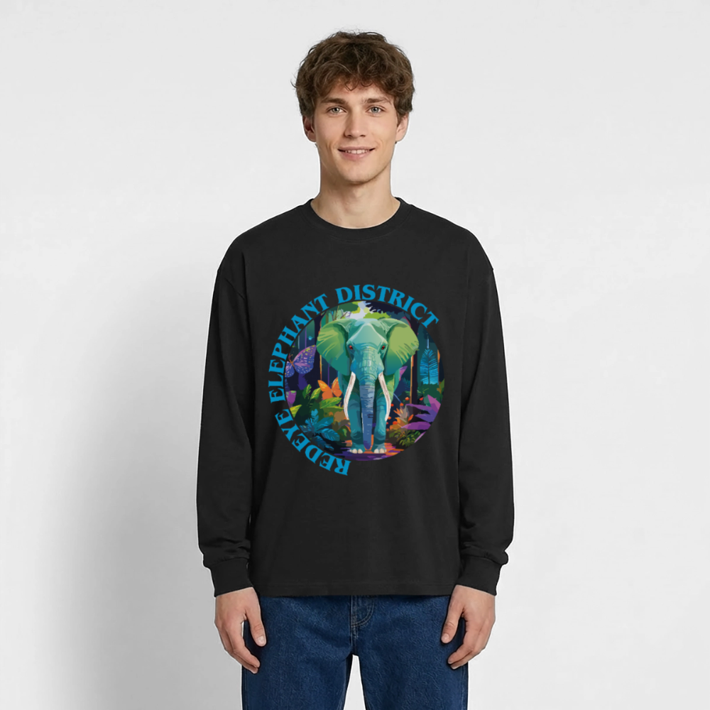 Elephant Design – Oversized Langarmshirt - Schwarz