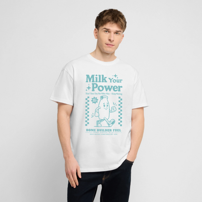 Milk Your Power Design – Oversized Unisex Bio T-Shirt - Weiß