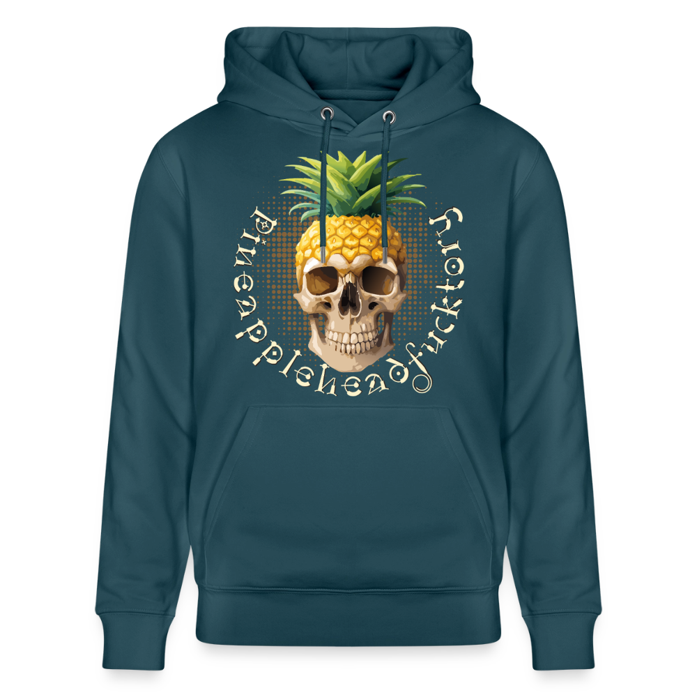 Pineapple Skull Design - Unisex Bio-Hoodie - Dunkles Petrol