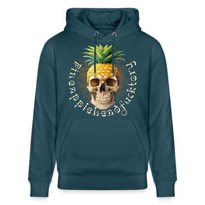 Pineapple Skull Design - Unisex Bio-Hoodie - Dunkles Petrol