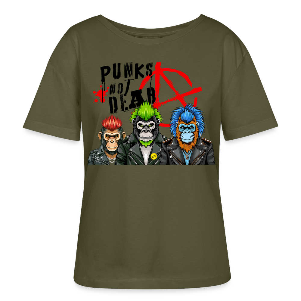 Punks Not Dead Design – Rundhals Frauen Bio-T-Shirt - Khaki