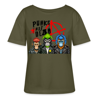 Punks Not Dead Design – Rundhals Frauen Bio-T-Shirt - Khaki