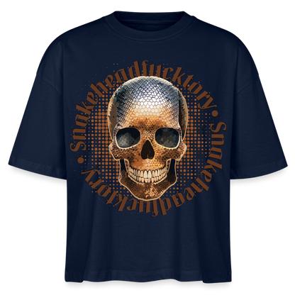 Snake Skull Design – Frauen Boxy Bio-T-Shirt - Navy